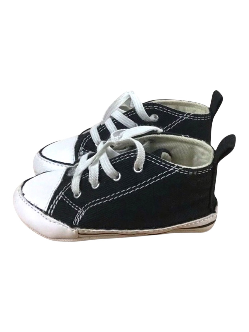 Converse Baby Chuck Taylor All Star Black White Crib Shoes Size 4 Classic Unisex